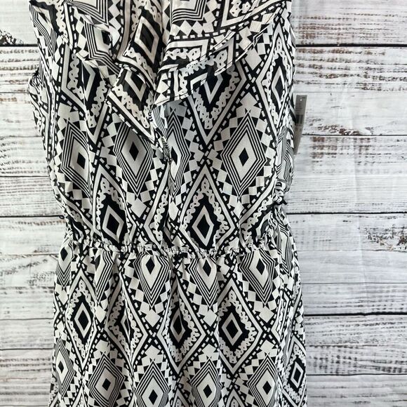 ALYX Dress size 16 Black White Sheer Diamond Ruffle Dinner Wedding Guest Boho - Picture 6 of 11